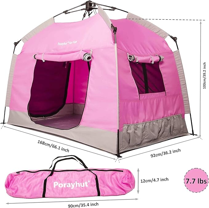 Kids Play Tent-Portable Playhouse Children House -Easy Set up Indoor Outdoor with Carry Bag for Kids-Light Strip Design for Night use -Space for Children and Parents-Birthday