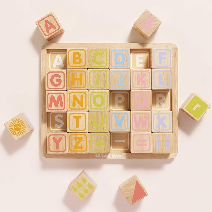 Le Toy Van - Petilou Wooden Educational ABC Wooden Blocks | Educational Wood Toys for Toddlers and Babies | Suitable for A Boy Or Girl 1 Year Old +