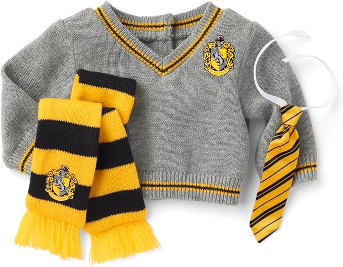 American Girl Harry Potter 18-inch Doll Hufflepuff Outfit with Sweater and Scarf Featuring House Crest, For Ages 6+