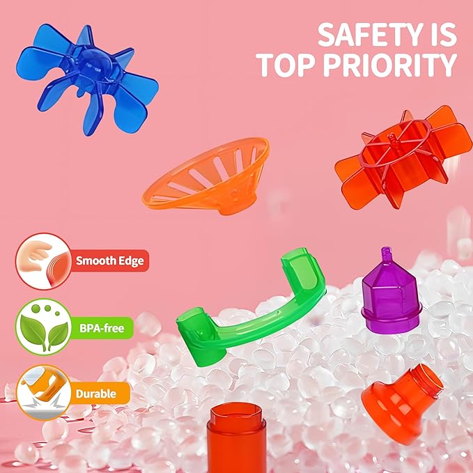 Glow in The Dark Marble Run 325Pcs Set with Motorized Elevator, Marble Maze STEM Toy with 113 Marbles, Construction Building Blocks for Kids Ages 3+, Best Easter & Birthday Gifts for Boys Girls