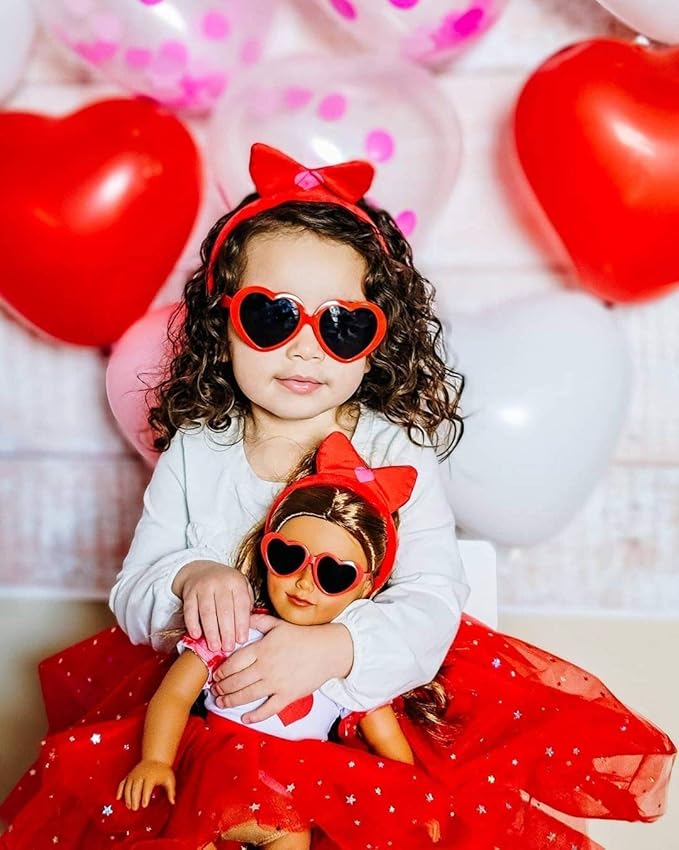 Playtime by Eimmie 18 Inch Doll Clothes and Accessories, Holiday Day Outfit with Red Tutu Dress & Matching Headband, Clothing Sets & Stuff - Fits American, Generation & Similar 18” Dolls for Girls