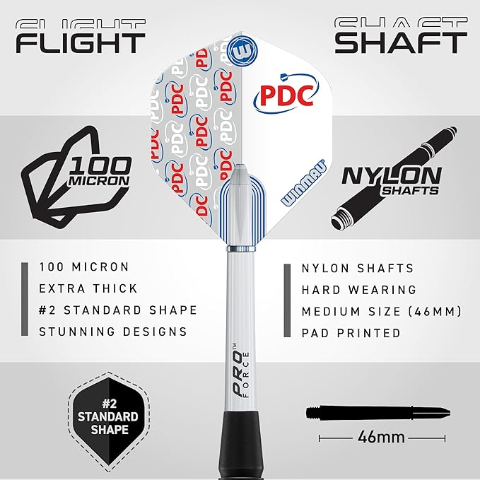 Winmau PDC Ultimate Set with 22G Steeltip Brass Darts and Accessories - Includes Dart Flights and Shafts (Stems)