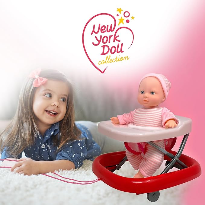 Baby Doll Set with 12 Inch Soft Baby & Foldable Walker, Cute Baby Doll Accessories Playset, Learn to Walk Dolls for Toddlers Boys and Girls