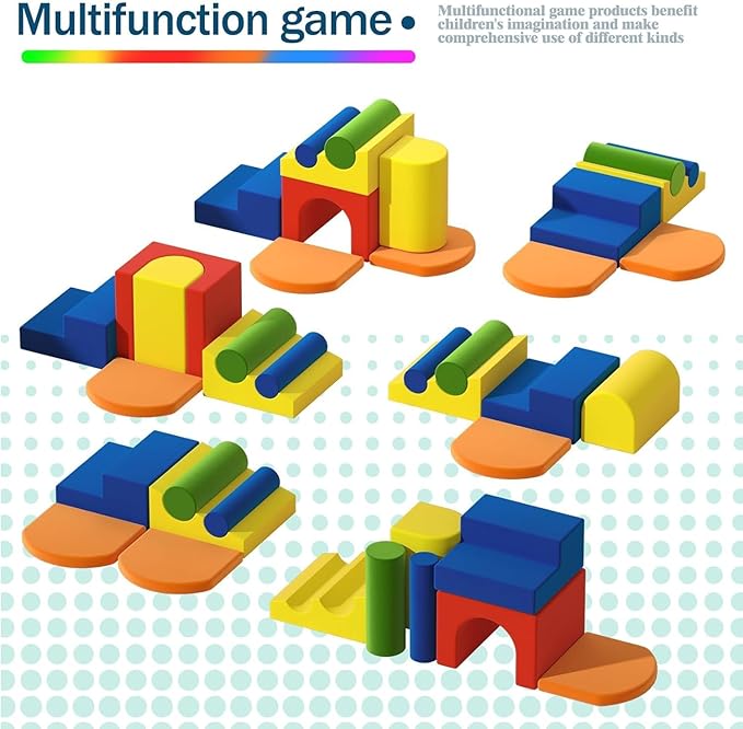 Toddler Climbing Toys Indoor, 8-Piece Colourful Foam Climbing Blocks for Tollders, Soft Play Climbing for Toddlers, Inside Crawling & Sliding Foam Soft Play Set
