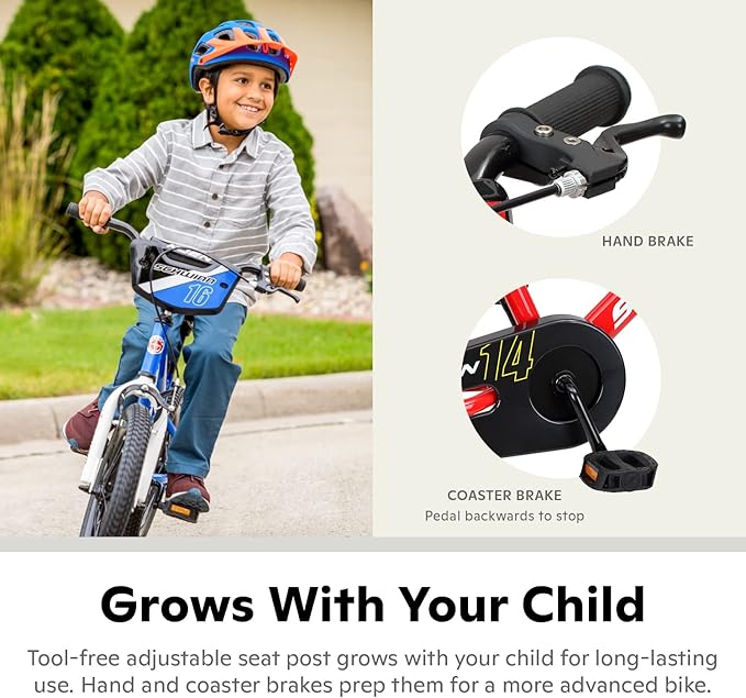 Schwinn Koen BMX Style Toddler and Kids Bike, For Girls and Boys, 14-Inch Wheels, With Saddle Handle, Training Wheels, Chain Guard, and Number Plate, Recommended Height 36-40 Inch, Red