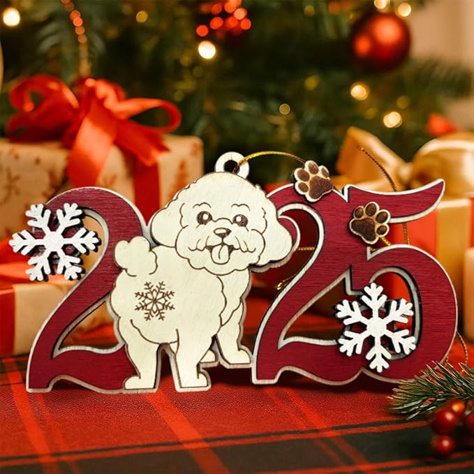 Maltese Dog 2025 Christmas Ornament – Wooden Holiday Tree Hanging Decoration – Cute Maltese Puppy Ornament, Pet Lover Keepsake Gift for Christmas 2025