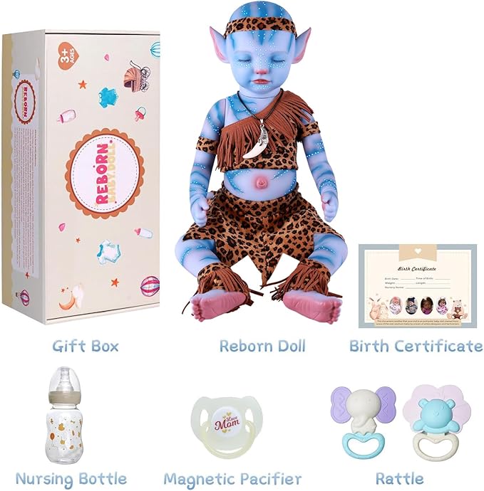 ADFO Lifelike Reborn Baby Dolls Glow-in-The-Dark Afanda - 20-Inch Soft Full Vinyl Body Realistic-Newborn Sleeping Baby Girl Doll Toy Accessories Gift Set for Kids Age 3+