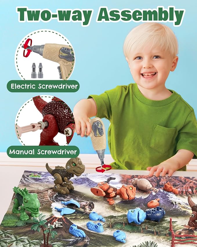 6 Pack Stem Dinosaur Toys, Kids Take Apart Construction Building Toys Learning Educational Dino Kit Play Set, Party Christmas Birthday Gifts for Toddler Boys Girls Age 3-8
