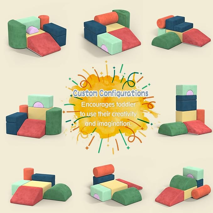 7 Pieces Foam Climbing Blocks,Soft Climbing Toys for Toddlers 1-3 Inside, Indoor Foam Blocks Activity Set for Crawling, Climbing and Motor Skills Development