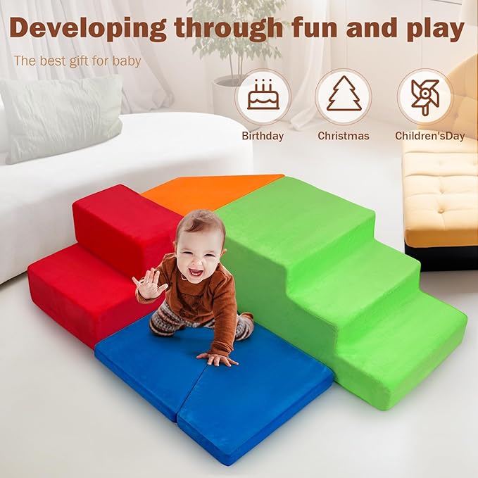 Climbing Toys for Toddlers 1-3 Indoor | Toddler Climbing Toys Indoor | Baby Foam Climbing Blocks | Soft Play Climbing for Toddlers | Infant Non-Toxic Soft Climbing Blocks | Large Foam Blocks Baby Gym