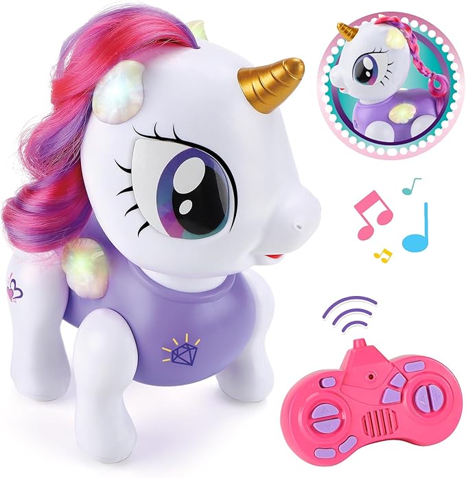 PETNEY Remote Control Robot Pets Toys for Ages 5-7,Interactive Voice Control,Rechargeable & Recordable,Touch Sensing,STEM Toy Program Treats, Walking, Dancing Robot Toys for Girls (Purple)