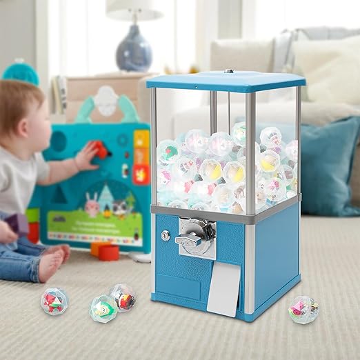 Vending Machine, 20.87Inch Height Candy Gumball Machine with Load Capacity Gumball Bank, Metal Candy Vending Machine for 1.77-1.97Inch Gadget,Portable Candy Dispenser Machine for Retail Shop (Blue)