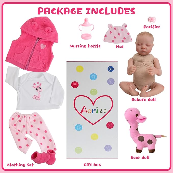 Reborn Baby Dolls Girl Set- 22 Inches Realistic Soft Vinyl Newborn Baby Doll That Look Real, Best Toy for Kids Ages 3+ (Jasmine)