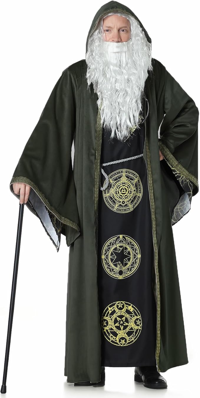 Velvet Wizard Robe with Hooded and Sleeves, Halloween Vampire Witch Wizard Cloak Fancy Cosplay Costume