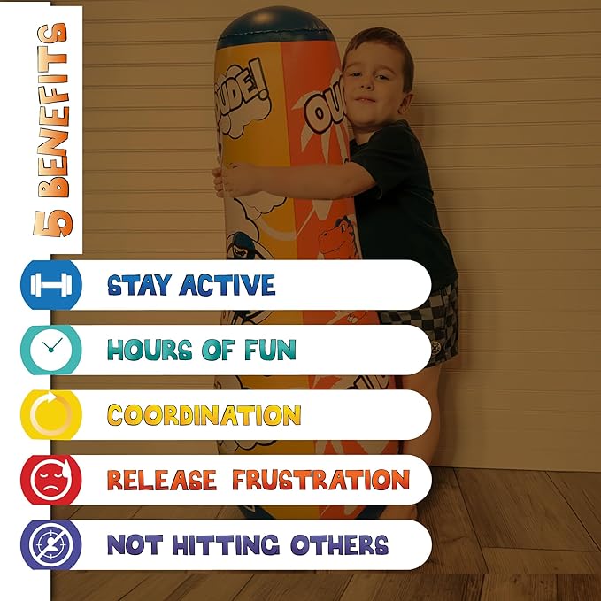 INFLATABLE DUDES Target Bags -Kids Punching Bag | Already Filled with Sand| Bop Bag | Premium Inflatable Toy | Punching Bag for Kids | Enhanced Bounce-Back Action! | Indoor Outdoor -Party Games