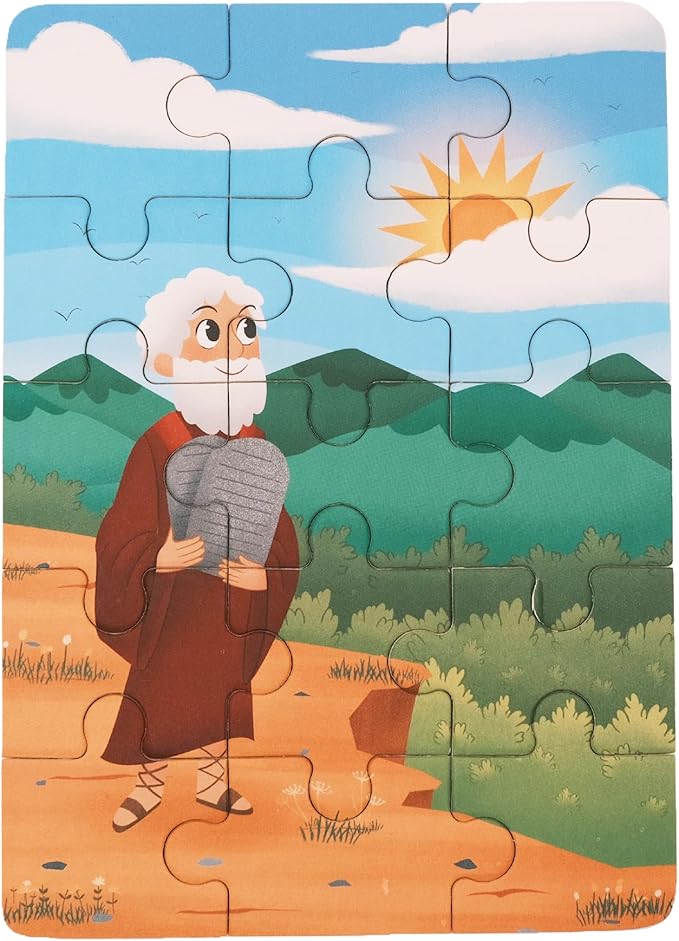 4-in-1 Wooden Jigsaw Puzzles in Box (15 pcs Each) | Religious Gifts for Kids | Christian Gifts for Kids | Noah's Ark | Toddler Puzzles (Old Testament)