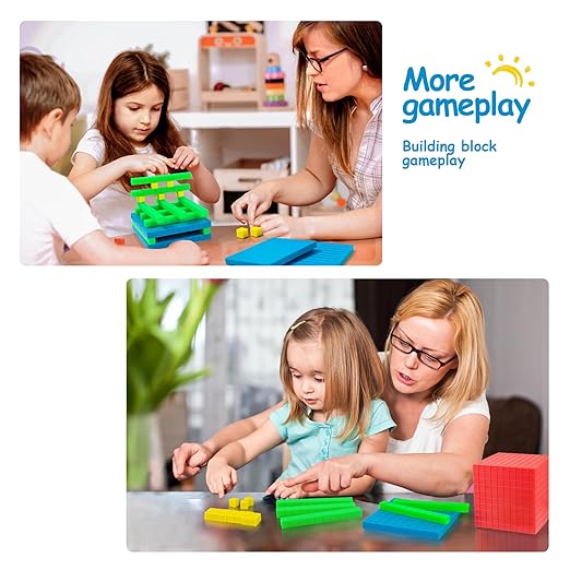 Plastic Base Ten Blocks Set,Maths manipulatives for 2nd Grade classrooms.Place Value Blocks,Counting Cubes to Help Kids Learn Maths (1)