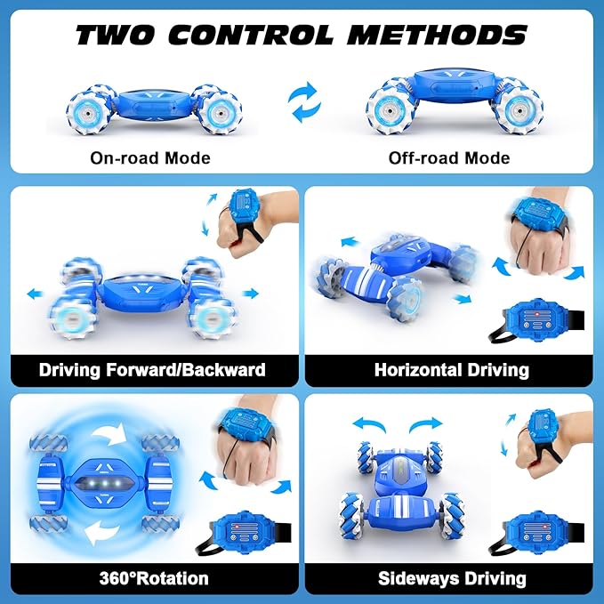 Remote Control Car RC Car, Gesture Sensing RC Stunt Car Boys Toys for 6-8 Years Old, Best Birthday Gifts for Kids, 4WD, 2.4Ghz, 360° Rotating, 2 Control Modes Control Transformer Toys Twist Cars