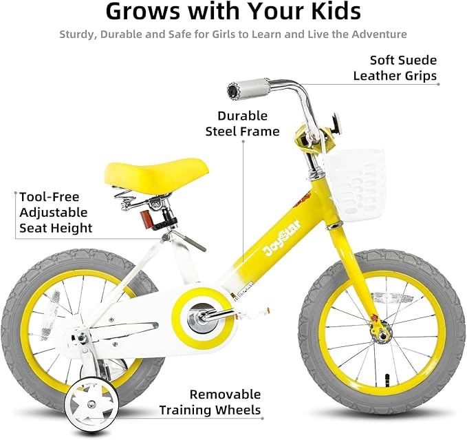 JOYSTAR Vintage Kids Bike with Training Wheels & Basket, 12 14 16 20 24 Inch Girls Bike for 2-14 Years Old, Multiple Colors
