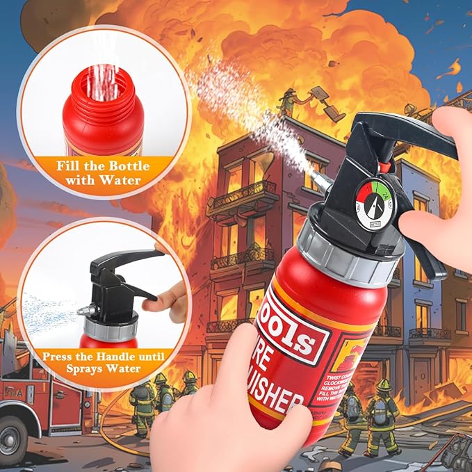 Firefighter Costume for Kids 3-5, Fireman Costume for Boys with Toy Accessories Set, Firefighter Clothes Suit, Toddler Fireman Dress Up Outfit 2-4t, Halloween Role Play for Boys Girls Age 4-7