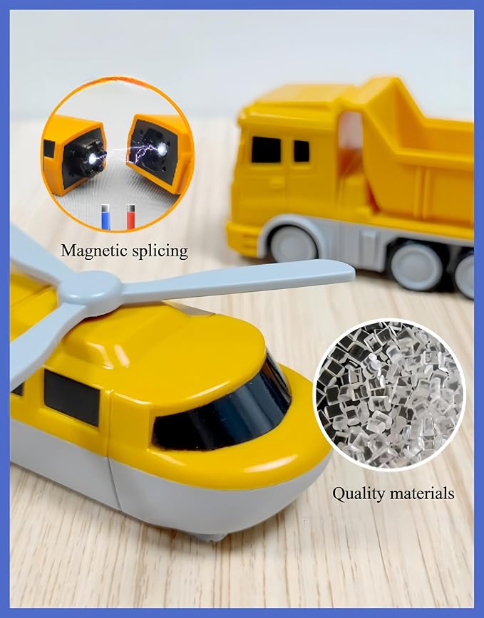 Magnetic Transform Engineering Car Assembled Toys with Storage Box, Magnetic Cars and Trucks for Kids,Magnetic Blocks for Toddlers,Outdoor Activities for Kids Ages 3-5 4-8