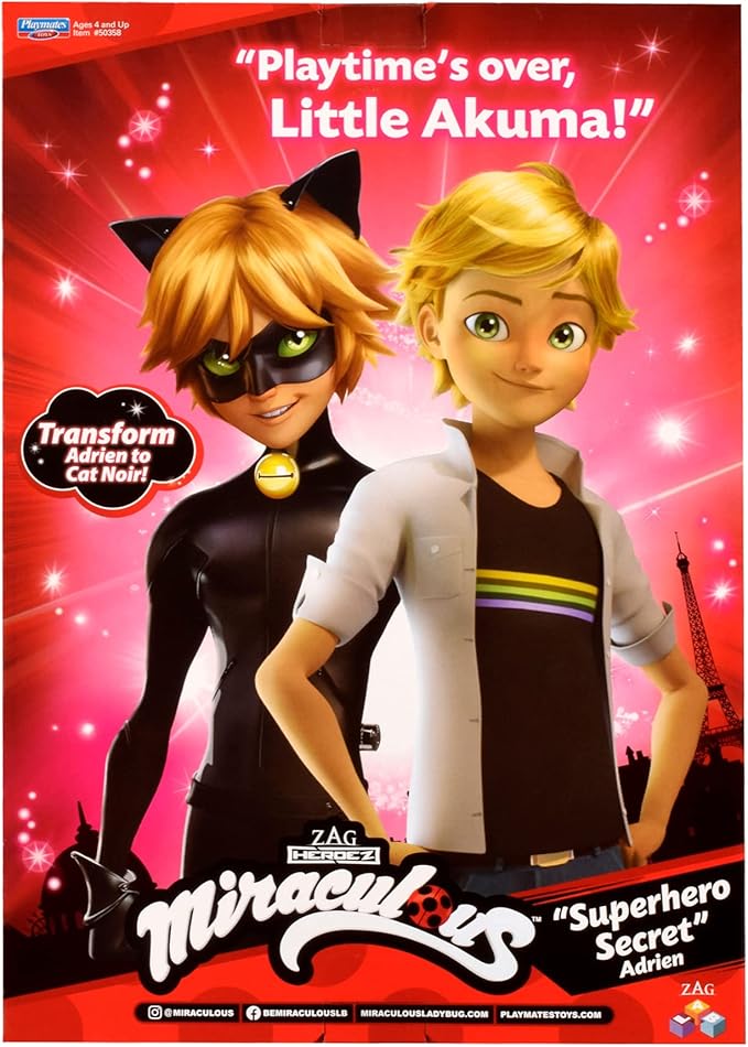 Miraculous Ladybug Superhero Secret Adrien with Cat Noir Outfit by Playmates Toys