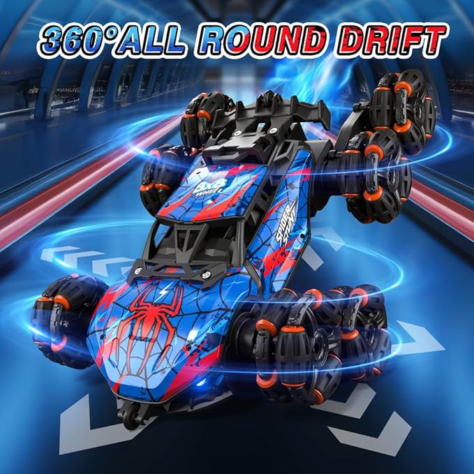 Sunrad 8WD Gesture Sensing RC Stunt Car with Spray & Light & Music for Kids Age 6-8-13, Spider Hand Remote Control Car 2.4Ghz Double-Sided Climbing Drift RC Car Toys Birthday Gift for Boys