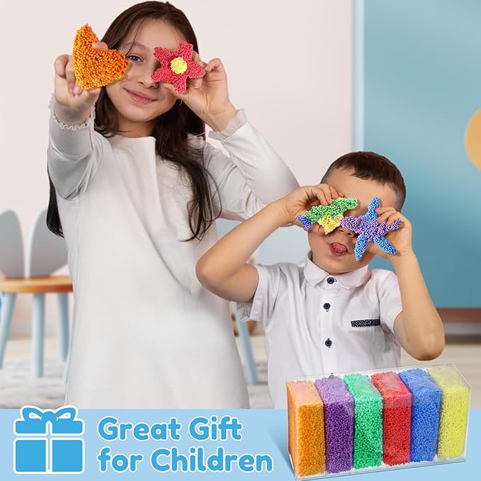 Shappy 24 Blocks Modeling Foam Clay for Kids Clay Foam Beads Education Preschool Toys for Kids Develop Creativity DIY Art Crafts, 6 Colors