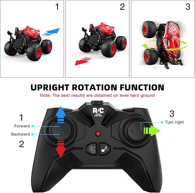 ACAMMZAR Remote Control Car, 2.4GHz Remote Control Monster Truck, RC Trucks 2 Battery 60 Mins+, RC Stunt Cars Toys with Light Sound, Indoor Outdoor All Terrain for Boys Kids Adults, Blue