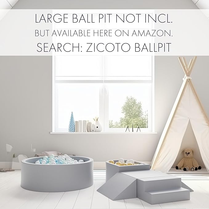 ZICOTO Fun Climbing Toy Set for Toddlers Aged 1-3 - The Perfect Set incl. Ball Pit & Climbing Blocks for Unlimited Indoor Fun - Soft Foam Play Gym for Baby/Kids to Safely Learn New Skills Inside