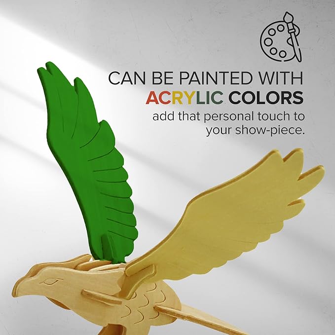 Hands Craft DIY 3D Wooden Puzzle – 6 Assorted Bird Animals Bundle Pack Set Brain Teaser Puzzles Educational STEM Toy Adults and Kids to Build Safe and Non-Toxic Easy Punch Out Premium Wood JP2B4