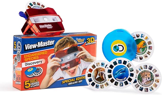 View Master Classic with Discovery Kids Reels - Metallic Viewfinder with 5 Reels Included - STEM, Retro, Nature Learning Toy for Kids and Adults, Toddlers, Ages 3+