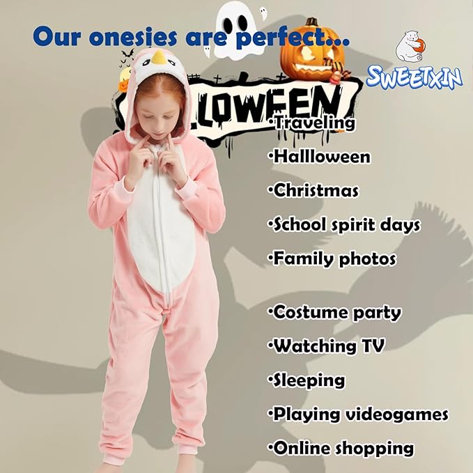 SWEETXIN Unise Kids Jumpsuit Cosplay Onesie One Piece Suit for Girls Boys Halloween Character Costume Dress Up Party