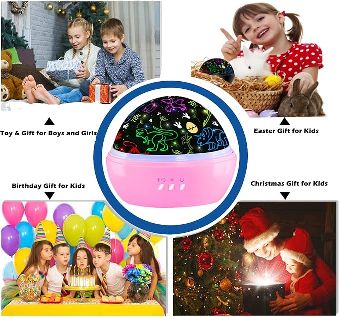 Dinosaur Toys for 3-8 Year Old Girls,Dino Projection Kids Toys for 3-8 Year Olds Girls 2 in 1 Car Toys for 3-10 Year Olds Girls,Chirstmas Toys Easter Gifts for 3-10 Year Olds Kids Toddler Toys (Pink)