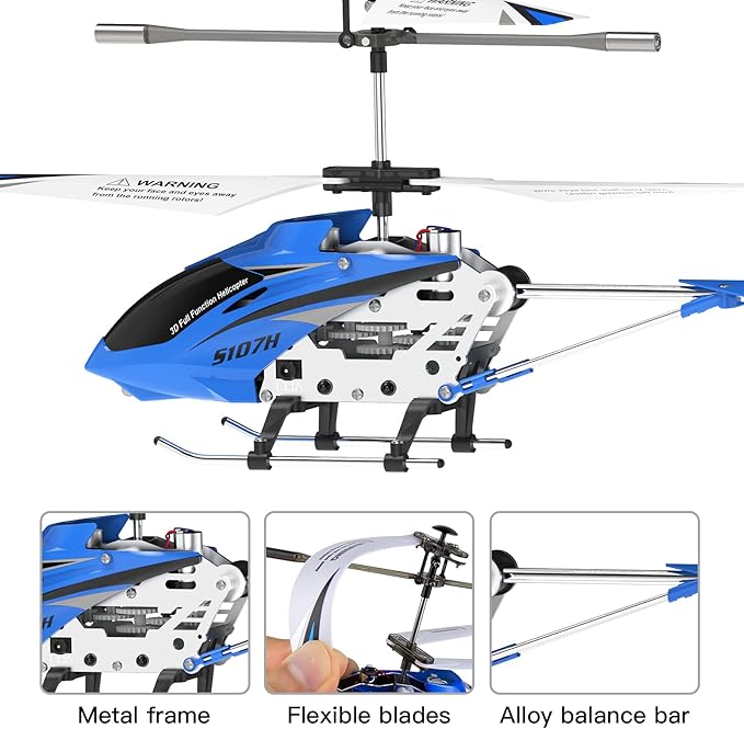 Cheerwing Remote Control Helicopter,SYMA S107H Mini RC Helicopter with Gyro,Altitude Hold, One Key Take Off/Landing for Adults Kids(Blue)