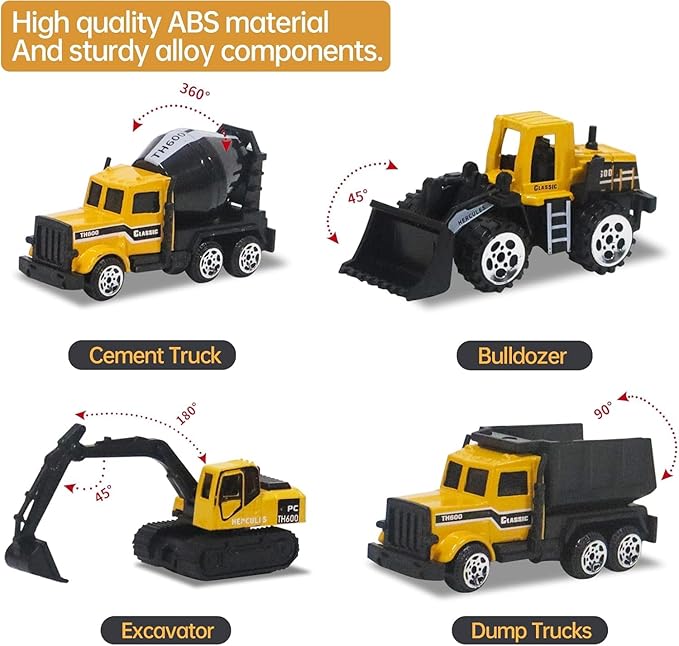 Construction Toys Truck Crane for Kids - Truck Race Track Kids Toy Eject Car Set Excavator Bulldozer Dump Trucks Cement Truck Vehicle Easter Christmas Birthday 2+ 3 4 5 6 7 8 Years Old Boy Girl Gift