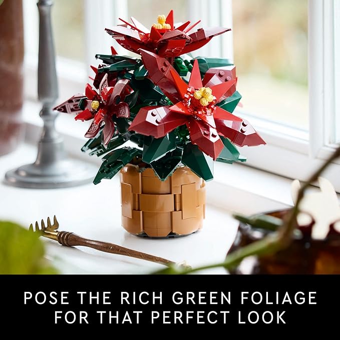 LEGO Icons Poinsettia Building Set - Artificial Flower Decorations & Centerpieces for Table, Adults Ages 18+ - 10370