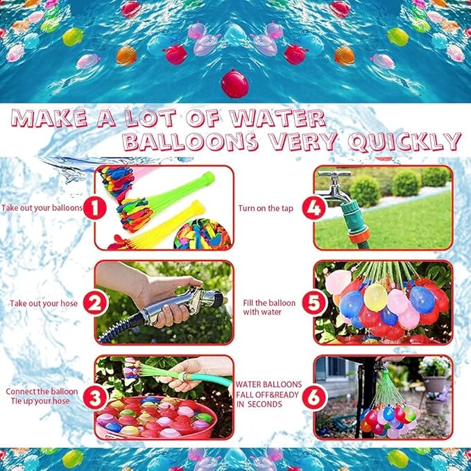 Water for Kids Adults Balloons with Refill Kits Quick Fill Balloons Set Summer Splash Party Easy Quick Fun Outdoor Backyard Summer Water Toys for Pool (1332PCS)