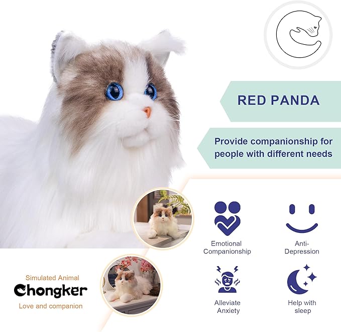 Chongker Weighted Stuffed Animals,Handmade Realistic Cat Plush Toy 2.8LBS,Lifelike Real Cat Size Companion Pet, Ragdoll Cat