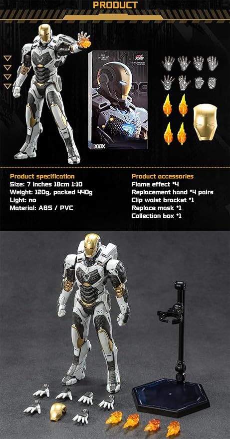 7 Inch MK39Ironman Action Figure (1/10 Scale) with Lots of Accessories,Exquisite Painting Collectible Toy