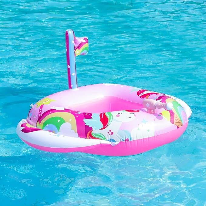 4 Pack Flamingo Unicorn Pool Floats, Swimming Pool Tubes (2Pcs Pool Floats and 2 Pcs Water Guns), Inflatable Pool Floatie, Water Battle Games for Kids