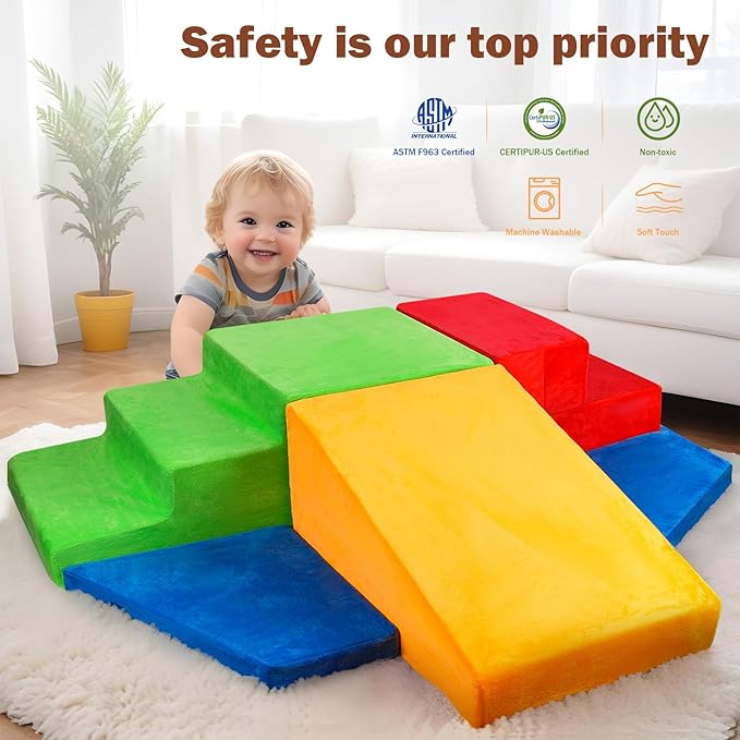 Climbing Toys for Toddlers 1-3 Indoor | Toddler Climbing Toys Indoor | Baby Foam Climbing Blocks | Soft Play Climbing for Toddlers | Infant Non-Toxic Soft Climbing Blocks | Large Foam Blocks Baby Gym