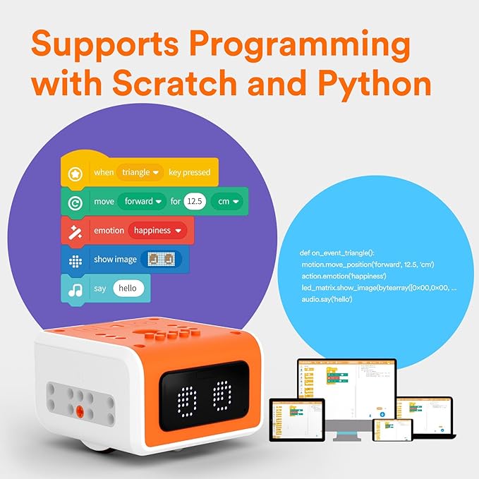 VinciBot Robotics for Kids Ages 8-12, Scratch&Python Programmable Robot with AI Function for Teens School Grade 3-7, Educational STEM Coding Robot Kit for Boys & Girls, Ages 8+