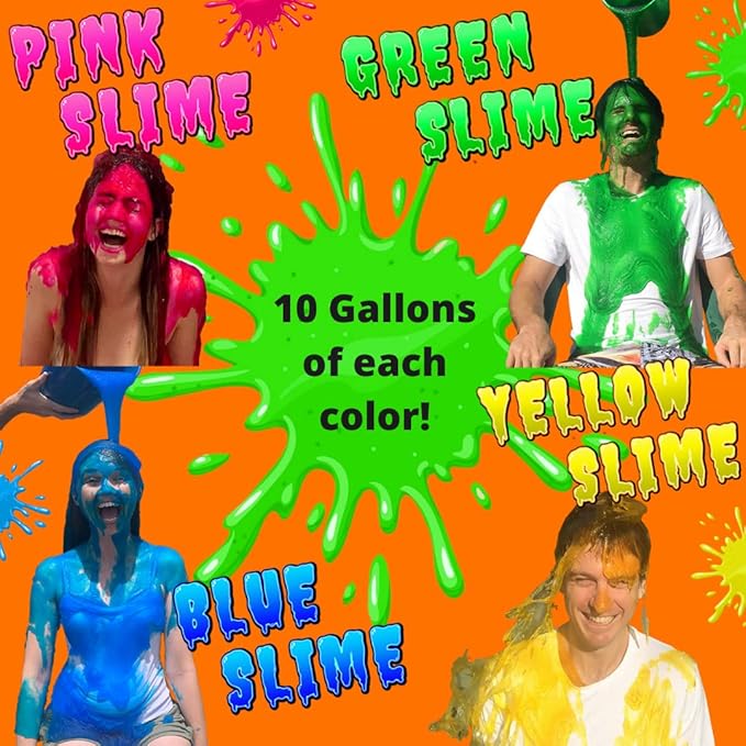 PARTY GOAT Bulk Instant Slime Powder. Mix with Water to Make 40 Gallons. Large Multicolor Kit for Slime Blaster Guns, Color Run or Color War