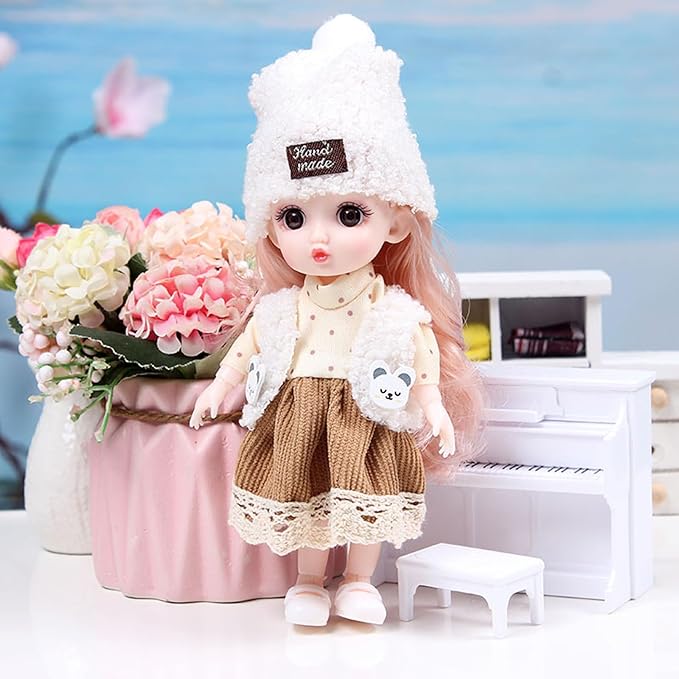 Thcbme 6 Pcs 6 Inch Princess Girl Mini Dolls, Three Sisters Small Princess Dolls, Little Girl Miniature Dolls for 3+ Year Old Girls