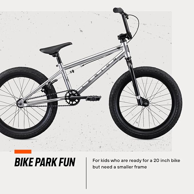 Mongoose Legion Kids Freestyle Sidewalk BMX Bike, Beginner Riders, Boys and Girls, 16-20-inch Wheels, Hi-Ten Steel Frame, Micro Drive BMX Gearing