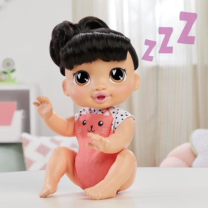 Baby Alive Crawl 'n Play Katie Kat Electronic Crawling Baby Doll Set, Black Hair, Kids Toys for Girls & Boys 3 Years & Up, 10.75 Inches