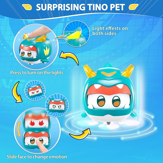 Super Wings 5" Transformable Toys Tino & Mini Tino Pet, 3 in 1 Transforming Dinosaur Airplane Robot, Educational Action Figure for Boys Girls Age 3+, Dinosaur Toy for Preschool Play