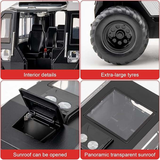 1:24 Sherp All Terrain Off Road Vehicle Diecast Car Model, Collecting Diecast Pull Back Beach Motorcycle Toys Car for Kids Boys Girls (Black)