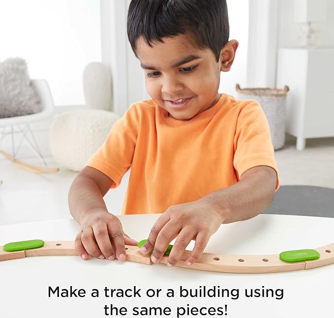 Fisher-Price Wooden Building Toy Wonder Makers Design System Build Around Town Starter Kit, 75 Wood Piece Playset for Preschool Kids Ages 3+ Years